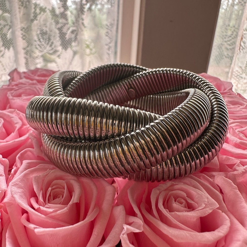 10mm Silver Snake Chain Stretch Bracelet - Kenneth Jay Lane